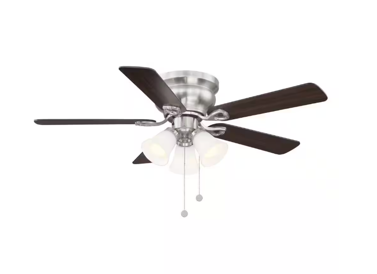 Hampton Bay Clarkston II 44 in. LED Indoor Brushed Nickel Ceiling Fan with Light Kit