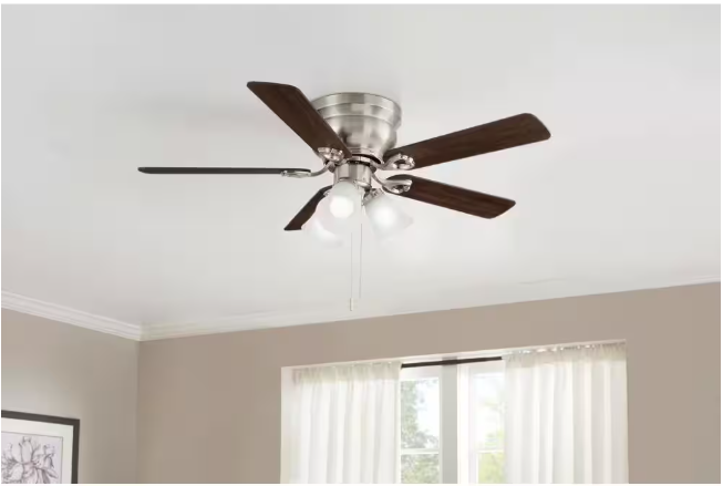 Hampton Bay Clarkston II 44 in. LED Indoor Brushed Nickel Ceiling Fan with Light Kit