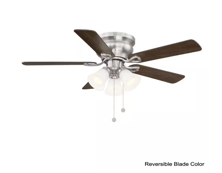 Hampton Bay Clarkston II 44 in. LED Indoor Brushed Nickel Ceiling Fan with Light Kit