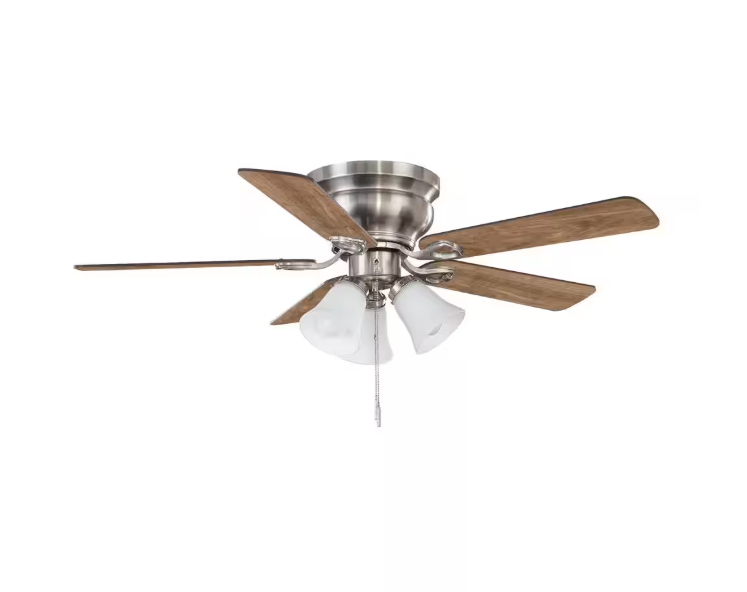 Hampton Bay Clarkston II 44 in. LED Indoor Brushed Nickel Ceiling Fan with Light Kit