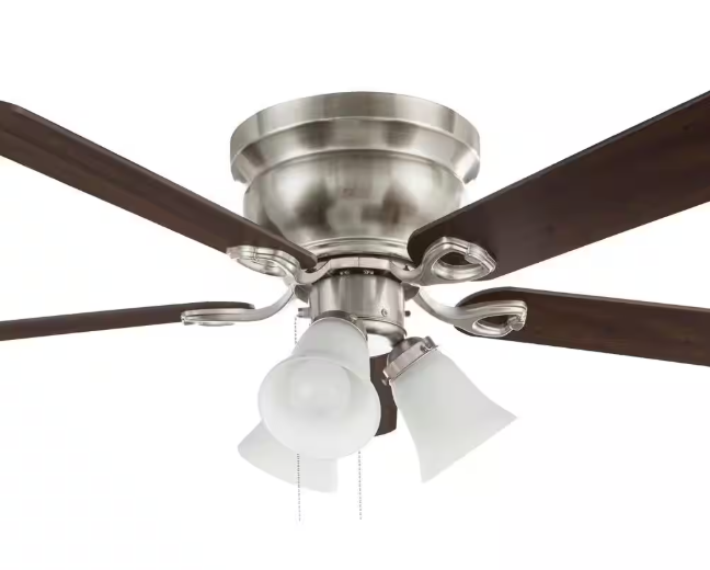 Hampton Bay Clarkston II 44 in. LED Indoor Brushed Nickel Ceiling Fan with Light Kit