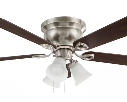 Hampton Bay Clarkston II 44 in. LED Indoor Brushed Nickel Ceiling Fan with Light Kit