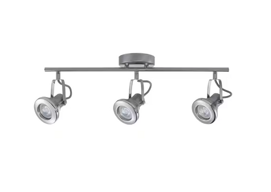 Hampton Bay Theodore Collection LED 3-Light Brushed Steel Track with Chrome Accents