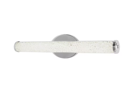 Home Decorators Collection Sibley 24 in. 1-Light Chrome LED Dimmable Bathroom Vanity Light Bar with Clear Glass and Clear Crystals, Bulb Included