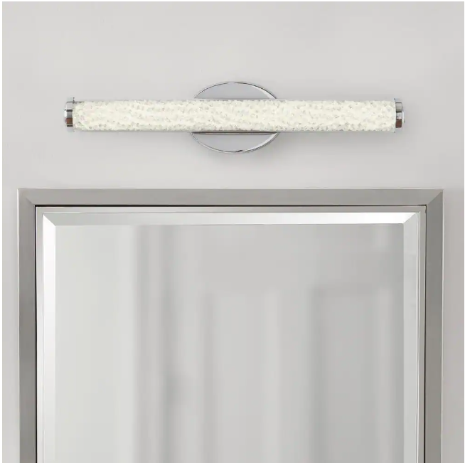 Home Decorators Collection Sibley 24 in. 1-Light Chrome LED Dimmable Bathroom Vanity Light Bar with Clear Glass and Clear Crystals, Bulb Included