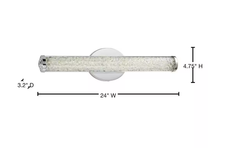 Home Decorators Collection Sibley 24 in. 1-Light Chrome LED Dimmable Bathroom Vanity Light Bar with Clear Glass and Clear Crystals, Bulb Included