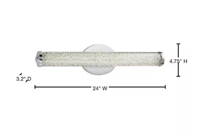 Home Decorators Collection Sibley 24 in. 1-Light Chrome LED Dimmable Bathroom Vanity Light Bar with Clear Glass and Clear Crystals, Bulb Included