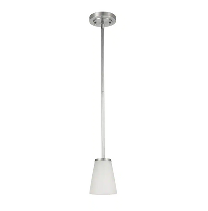 Hampton Bay Helena 4.7 in 1-Light Brushed Nickel Mini Pendant with Frosted Glass Shades