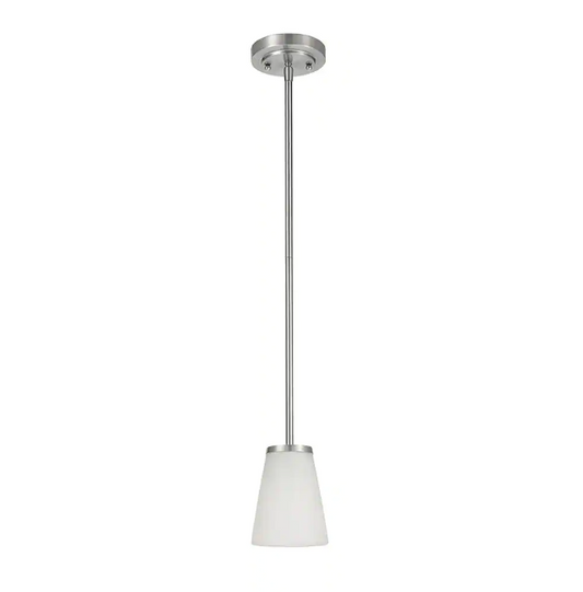 Hampton Bay Helena 4.7 in 1-Light Brushed Nickel Mini Pendant with Frosted Glass Shades
