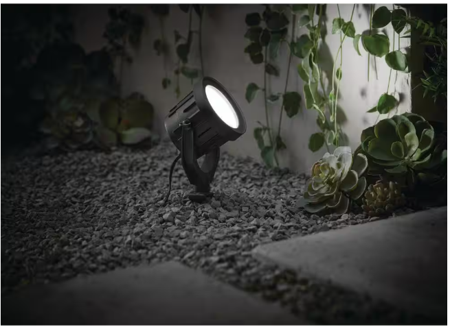 Hampton Bay 75-Watt Equivalent Low Voltage Black LED Outdoor Landscape Flood Light Powered by Hubspace