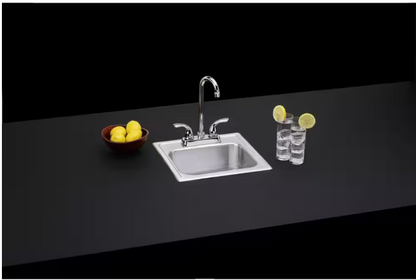 Elkay 15 in. Drop-in Single Bowl 20-Gauge Durable Satin Stainless Steel Kitchen Sink Kit w/ Faucet
