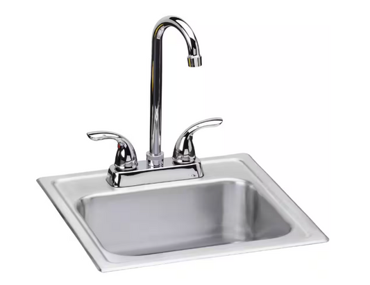 Elkay 15 in. Drop-in Single Bowl 20-Gauge Durable Satin Stainless Steel Kitchen Sink Kit w/ Faucet