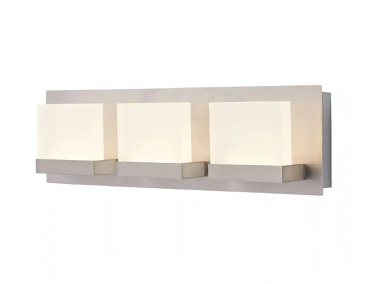 Home Decorators Collection Alberson Collection 3-Light Brushed Nickel LED Vanity Light with Frosted Acrylic Shade