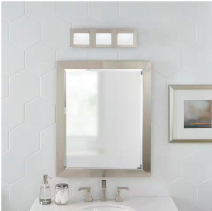 Home Decorators Collection Alberson Collection 3-Light Brushed Nickel LED Vanity Light with Frosted Acrylic Shade