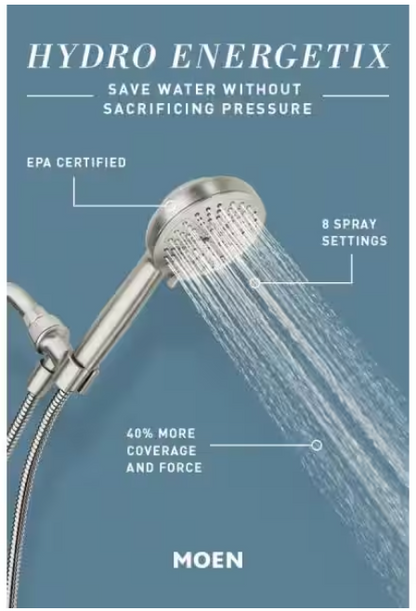 MOEN HydroEnergetix 8-Spray Wall Mount Handheld Shower Head 1.75 GPM in Chrome