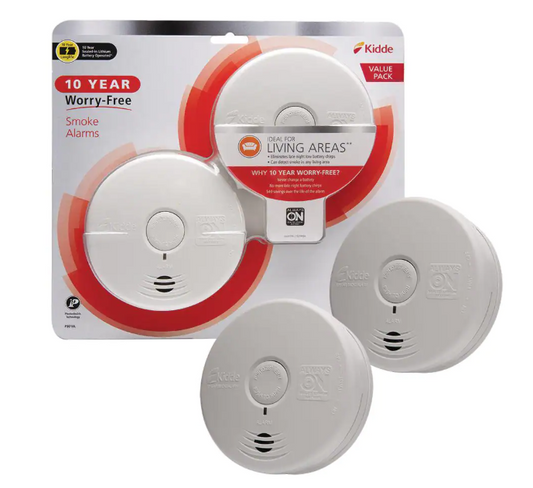 Kidde 10 Year Worry -Free Battery Powered Smoke Detector with Photoelectric Sensor (2-Pack) 21029898