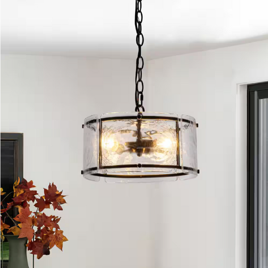 EDISLIVE Chloe 3-Light 11.8 in. Water Glass Black Chandelier for Dinning Room