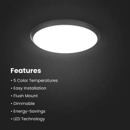 Commercial Electric 15 in. Matte Black Integrated LED Dimmable Selectable CCT Flush Mount Indoor Ceiling Light