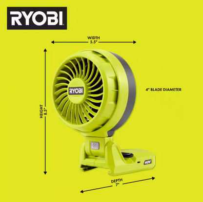 RYOBI 40V Cordless Battery Topper Fan (Tool Only)