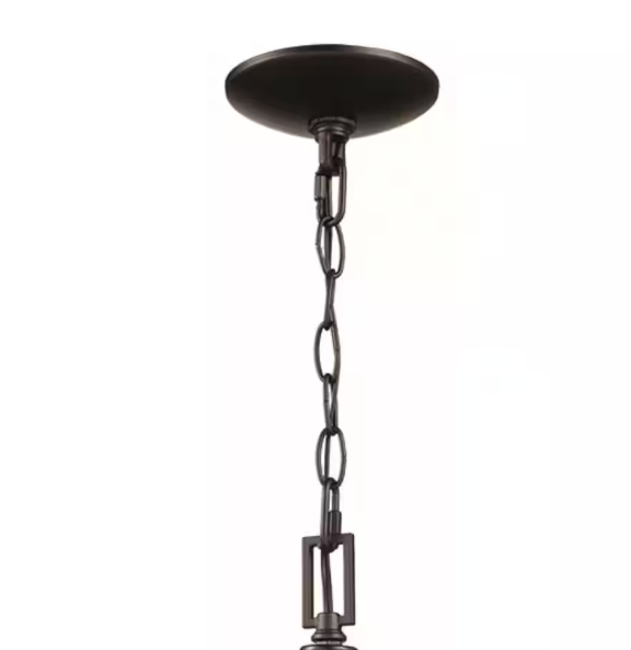 Home Decorators Collection Weyburn 1-Light Bronze Farmhouse Mini Pendant Light Fixture with Caged Metal Shade