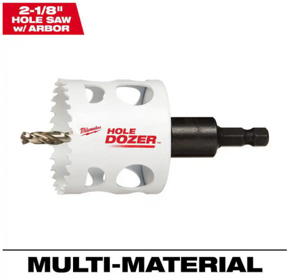 Milwaukee 2-1/8 in. Hole Dozer Bi-Metal Hole Saw with 3/8 in. Arbor & Pilot Bit