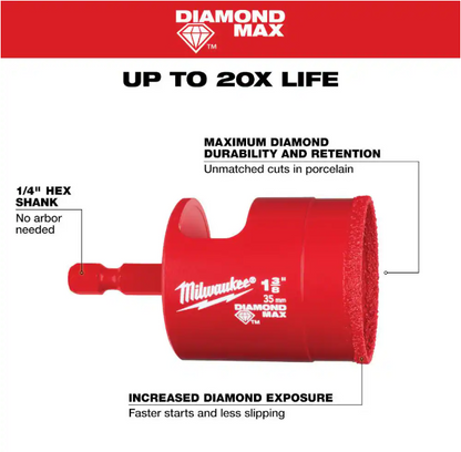 Milwaukee 1-3/8 in. Diamond Max Hole Saw Bit