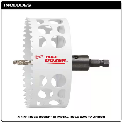 Milwaukee 4-1/4 in. HOLE DOZER Bi-Metal Hole Saw with 3/8 in. Arbor and Pilot Bit