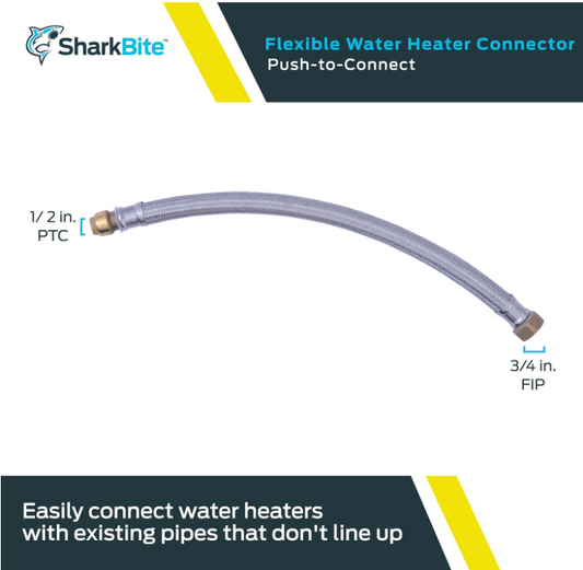 Sharkbite 1/2 x 3/4 FIP x 18in Length Water Heater Connector