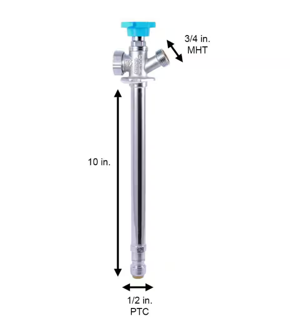 SharkBite 1/2 in. x 10 in. Push-to-Connect x MHT Brass Anti-Siphon Frost Free Sillcock Valve
