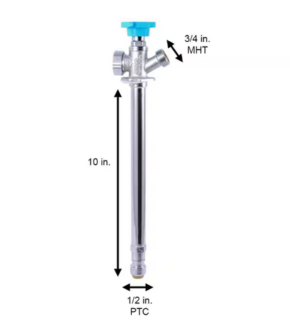 SharkBite 1/2 in. x 10 in. Push-to-Connect x MHT Brass Anti-Siphon Frost Free Sillcock Valve