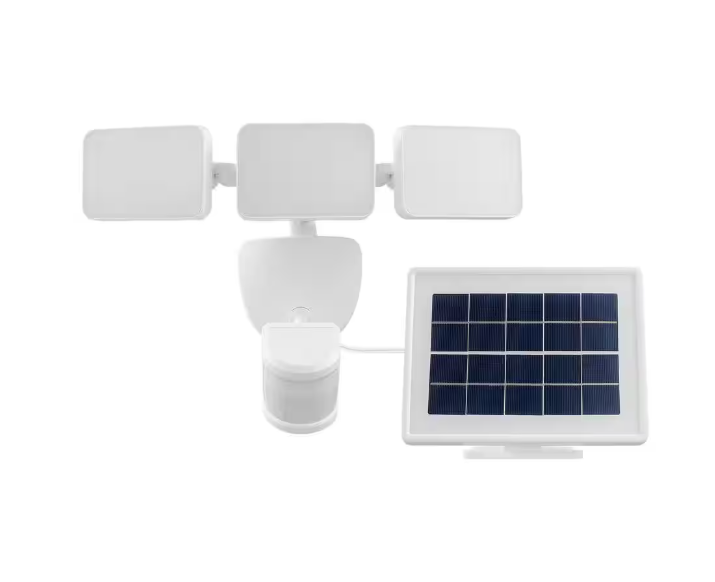 Defiant 180° White Motion Sensing Security Light Solar Powered Outdoor 3-Head LED Flood Light 2100 Lumens