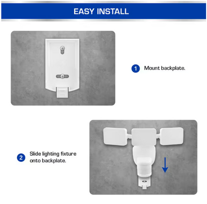 Defiant 180° White Motion Sensing Security Light Solar Powered Outdoor 3-Head LED Flood Light 2100 Lumens