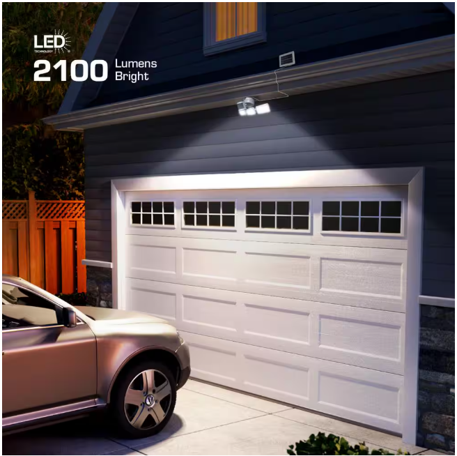 Defiant 180° White Motion Sensing Security Light Solar Powered Outdoor 3-Head LED Flood Light 2100 Lumens