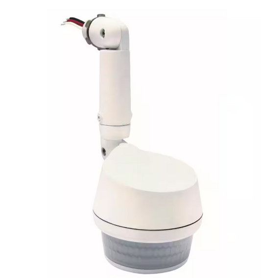 Commercial Electric 270-Degree White Motion Activated Wired Outdoor 1-Head Dusk to Dawn Security Flood Light Sensor