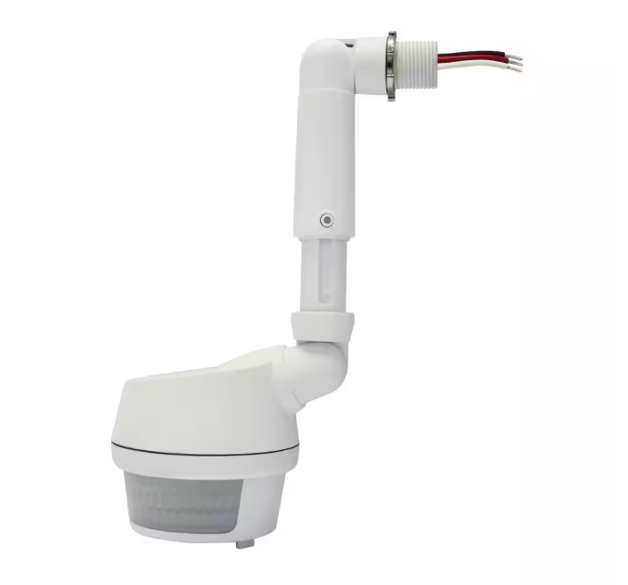 Commercial Electric 270-Degree White Motion Activated Wired Outdoor 1-Head Dusk to Dawn Security Flood Light Sensor