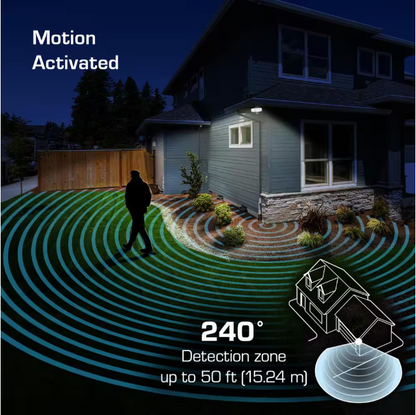 Defiant MaxDetect 240° White Motion Sensor Wired Outdoor 2-Head LED Security Flood Light 2000 Lumens