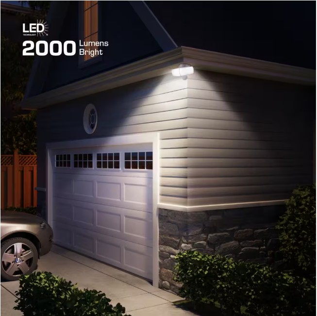 Defiant MaxDetect 240° White Motion Sensor Wired Outdoor 2-Head LED Security Flood Light 2000 Lumens