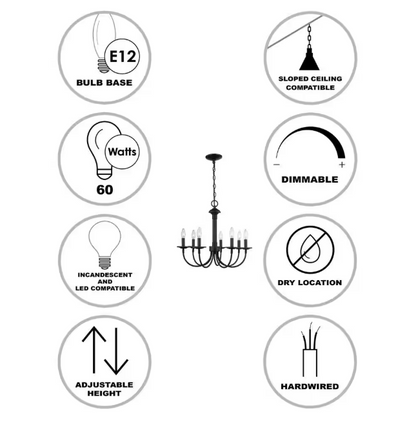 7-Light Oil Rubbed Bronze Candle Chandelier Light Fixture