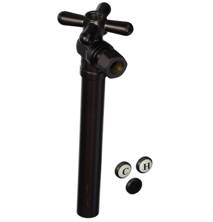 3/8 in. O.D. Comp X 1/2 in. SWT Quarter-Turn Angle Supply Stop Valve W/Cross Handle & 5 in. Extension, Oil Rubbed Bronze