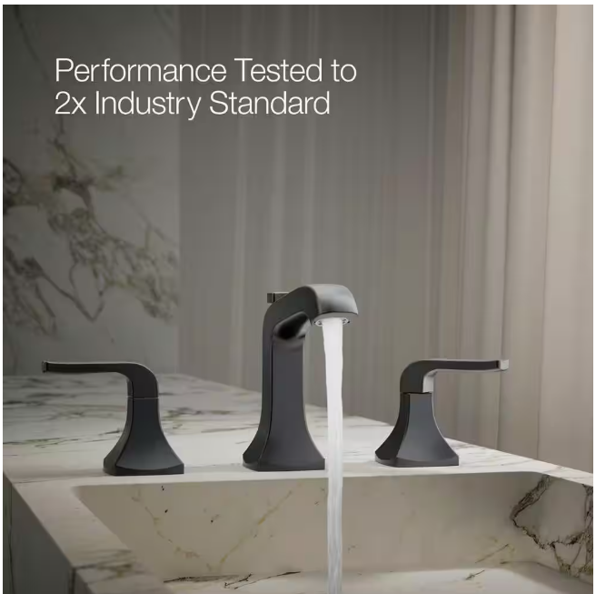KOHLER Rubicon 8 in. Widespread 2-Handle Bathroom Faucet in Matte Black (Valve Included)