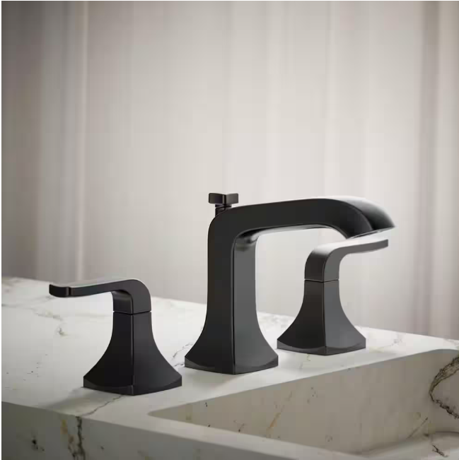 KOHLER Rubicon 8 in. Widespread 2-Handle Bathroom Faucet in Matte Black (Valve Included)