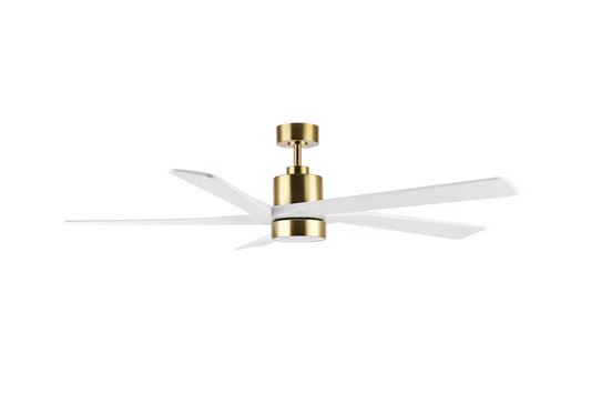 GETLEDEL 64 in. DC Indoor Ceiling Fan with Integrated LED and Remote Control, 5 Reversible Carved Wood Blades, Gold