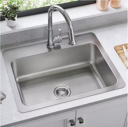Elkay Dayton 27 in. Drop-In/Undermount Single Bowl 18-Gauge Stainless Steel Kitchen Sink Only