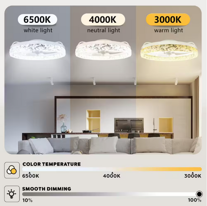 ARISKEEN 20 in. Indoor White Crystal Ceiling Fan with Light and Remote, Flush Mount LED Ceiling Fan, Dimmable for Bedroom