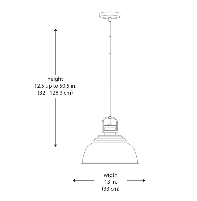 Home Decorators Collection Shelston 13 in. 1-Light Antique Gold and Black Farmhouse Pendant Light Fixture with Metal Shade