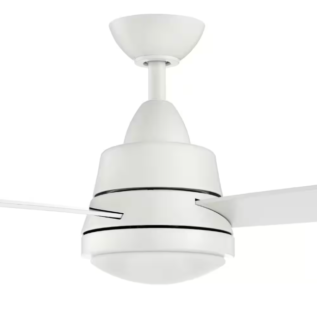 Hampton Bay Caprice 52 in. Integrated LED Indoor Matte White Ceiling Fan with Light Kit and Remote Control