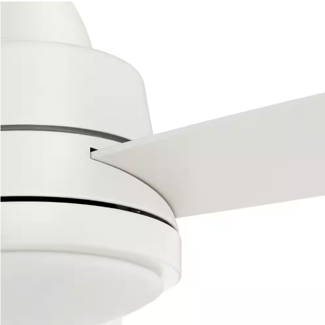 Hampton Bay Caprice 52 in. Integrated LED Indoor Matte White Ceiling Fan with Light Kit and Remote Control