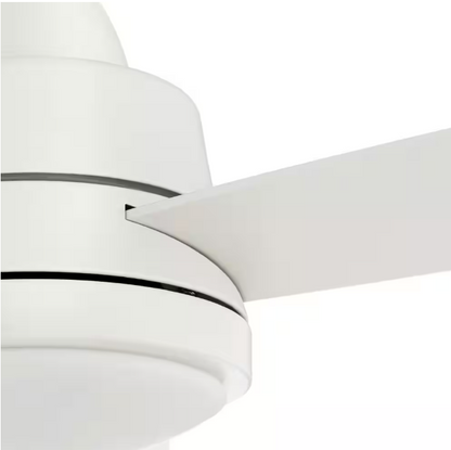 Hampton Bay Caprice 52 in. Integrated LED Indoor Matte White Ceiling Fan with Light Kit and Remote Control