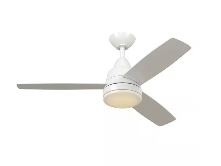 Hampton Bay Caprice 52 in. Integrated LED Indoor Matte White Ceiling Fan with Light Kit and Remote Control