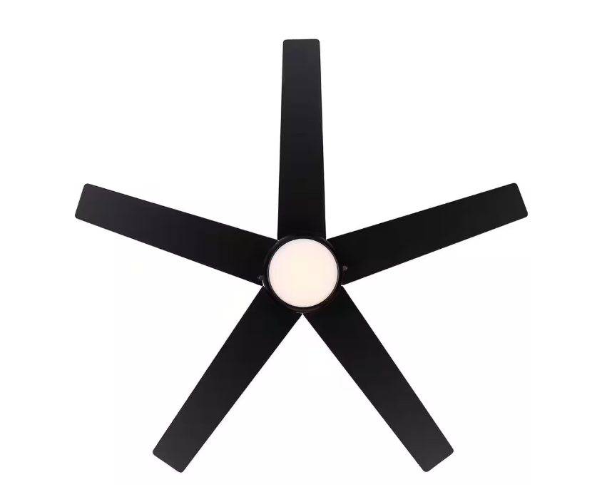 Hampton Bay Mena 44 in. LED Indoor/Outdoor Matte Black Ceiling Fan with Light Kit and Reversible Blades Included